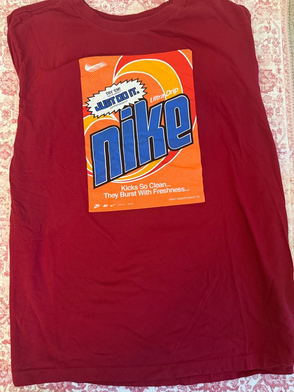 Nike Maroon Tee with Orange and White Logo